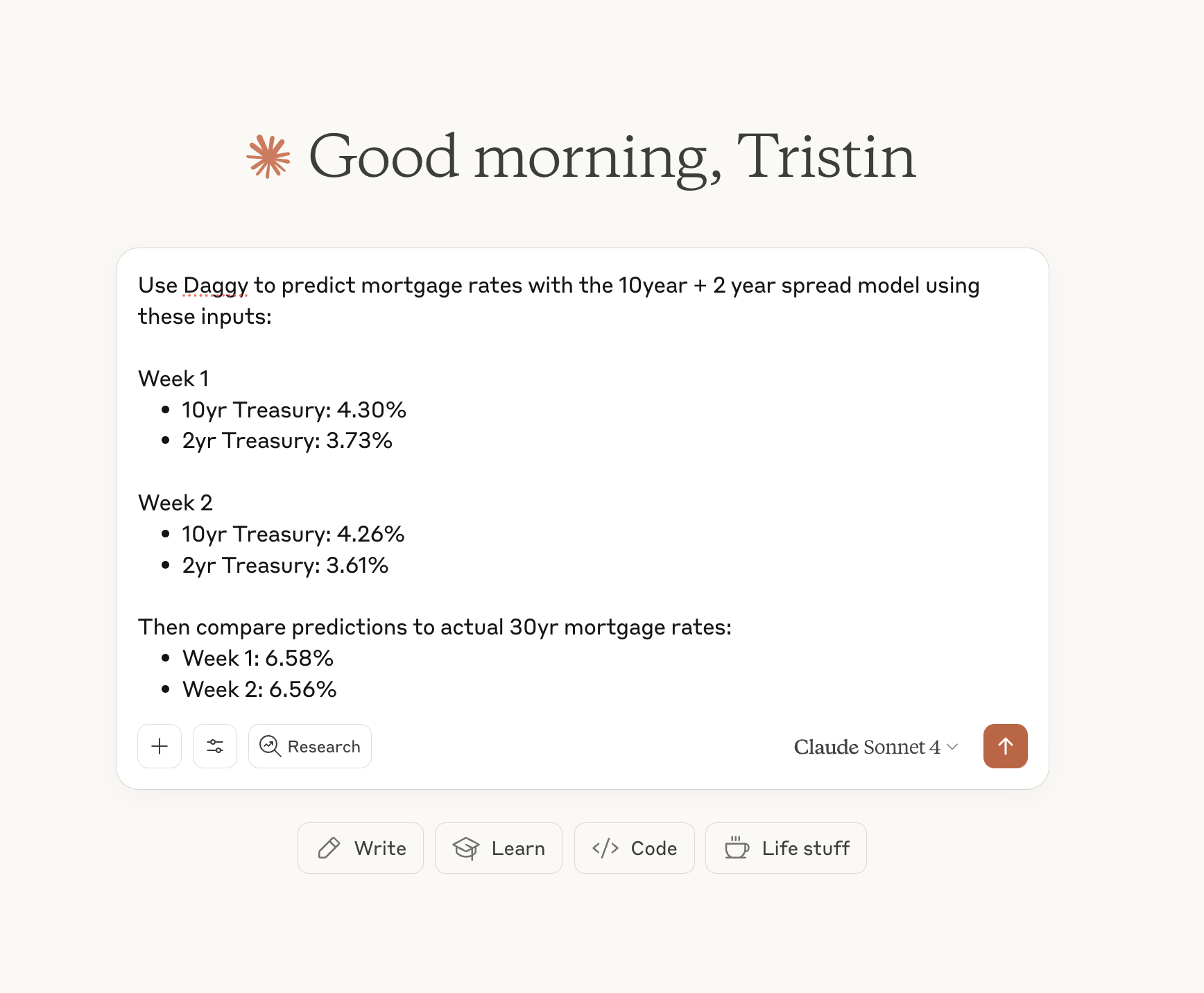 Initial request to analyze mortgage rates